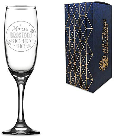 Personalised Engraved Prosecco Ho Ho Ho Christmas Champagne Flute, Fantastic Christmas Gift and Secret Santa Gift