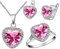 Uloveido großes Herz rosa Topaz Chocker Halskette Ohrstecker Halo Ringe schmuck-Set für Frauen Braut Hochzeit t481