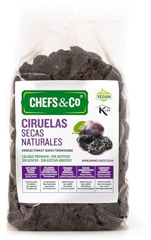 CHEFS & CO | Prugne Morbide Essiccate (denocciolate) | Frutta Essiccata Naturale | Senza Glutine, Vegano| Non Sorbato, Senza Additivi, Senza Zuccheri Aggiunti (Confezione da 1x750g)