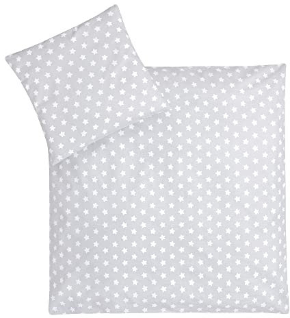Julius Zöllner Babybettwäsche 100% Baumwolle, Standard 100 by OEKO-TEX, made in Germany, Gr. 80x80 + 35x40 cm, Sterne grau