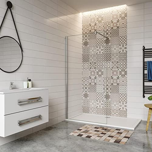 Mampara ducha Panel Pantalla Fija cristal 8mm templado para baño (130x200cm)