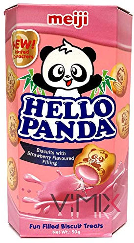 Strawberry Hello Panda - Caja de 10 unidades, diseño de oso panda (50 g)