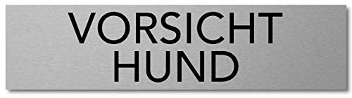 Interluxe Türschild Vorsicht Hund 1 Schild aus Aluminium 200x50x3mm, selbstklebend und wiederablösbar als Warnschild oder Hinweisschild für Besucher, Kunden und Gäste