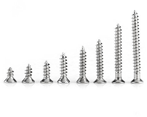 Schrauben Set, vernickelter Kohlenstoffstahl Bohrschrauben-Set, 800 Stück M2 Kreuzschlitzschrauben, selbstschneidende Schrauben, Holzbolzen, kleines Holzschrauben-Sortiment mit Box