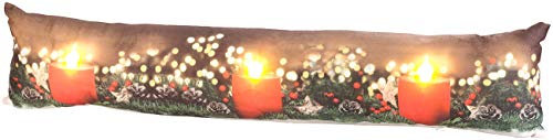 infactory Fensterbankkissen: Zugluftstopper-Deko-Kissen mit Kerzen-Motiv, 3 LEDs, 90 x 20 cm (Zugluftstopper Türen Weihnachten, Türstopper, Dichtung)