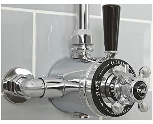 Milano Elizabeth Traditional Dual Exposed Thermostatic Mixer Shower Valve - Chrome Black