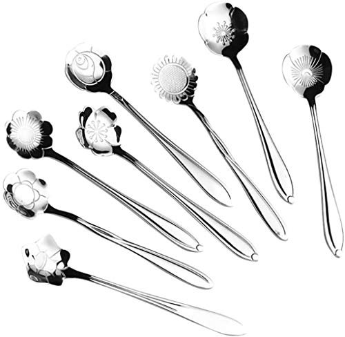 8 Stück Blumenlöffel Set Edelstahl Kaffee Dessert Rührlöffel KItchen Zubehör