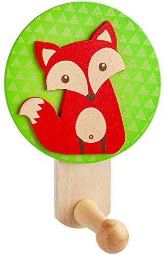 alles-meine.de GmbH Garderobenhaken Holz - Motivwahl - Fuchs/Tiere - Wandhaken/Kindergarderobe - je 1 Kleiderhaken - Garderobe/Kind Wandgarderobe - Innen und Außen - Tier /..