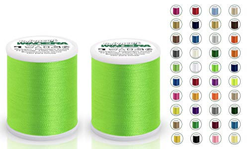 2x Madeira Polyneon 40 | SET | 1000 m Spule | Doppelpack | Stickgarn | Maschinenstickgarn… (1850 Neon lime (Neon Limone))