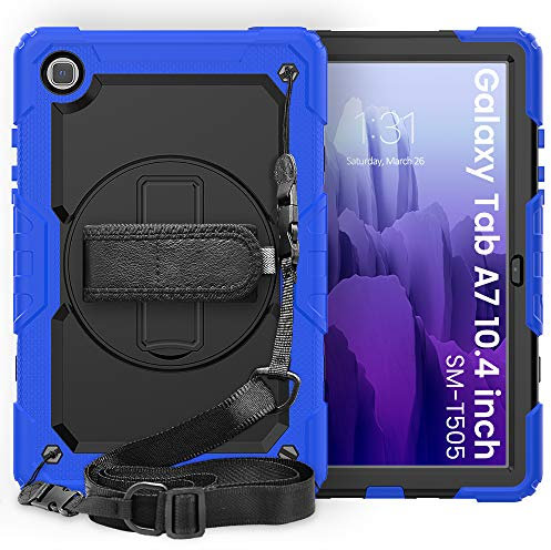 Lobwerk 4in1 Schutzhülle für Samsung Galaxy Tab Samsung Galaxy Tab A7 SM-T500 T505 10.4 Zoll Hard Case + Standfunktion+Tragegurt Blau