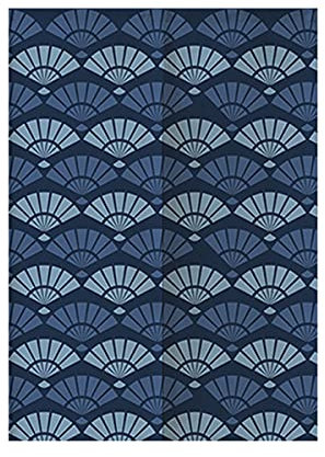 Hiseng Japanese Noren Curtain Long Type Door Tapestry for Home Decoration, Bedroom Kitchen Restaurant Bathroom Doorway, Toilet Partition Hanging Curtain (Dark blue fan,65x90cm)