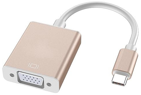 Adaptateur USB C vers VGA, Thunderbolt 3 vers VGA compatible avec MacBook Pro 2020/2019/2018/2017, MacBook Air 5/4/iPad Pro 2018, ChromeBook, Samsung Galaxy S10/S9/S8, Huawei Mate Book, plus (doré)
