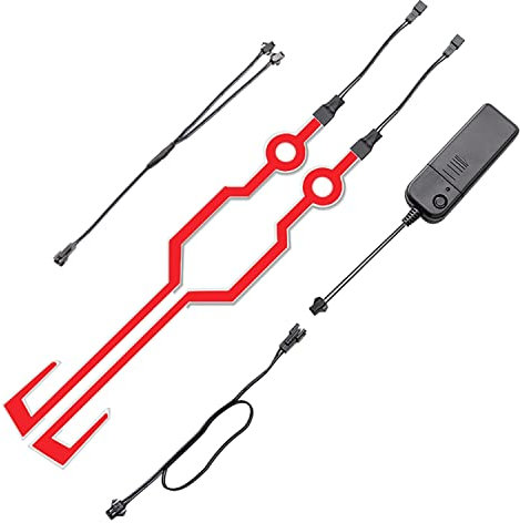 SUAVER Motorradhelm Licht LED Streifen Lichtleiste Helm LED Licht Wasserdichtes Motorrad Licht Nachtfahrsignal EL Licht LED Aufkleber Batteriebetrieben LED-Signaletikett Helmdekorationsset (Rot)