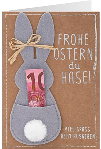 GRUSS & CO Sheepworld - Handmade Osterkarten - 47492 - Geldgeschenk - Osterhase - Frohe Ostern du Hase