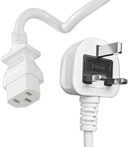 SHAFI® 3M Kettle Lead White - 3 Pin 0.75mm² Pure Copper Core - IEC C13 Power Cable UK Plug Replacement Power Lead Monitor Computer PC Projector Cooker Printer PS4 Pro PSU - 3 Meter White