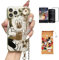 Hosiss Cartoon Case for iPhone 14 Pro 6.1 with HD Screen Protector, Mickey Mouse with Wrist Strap Kickstand Metal Chain Strap Soft TPU Shockproof Protective for Girls Women