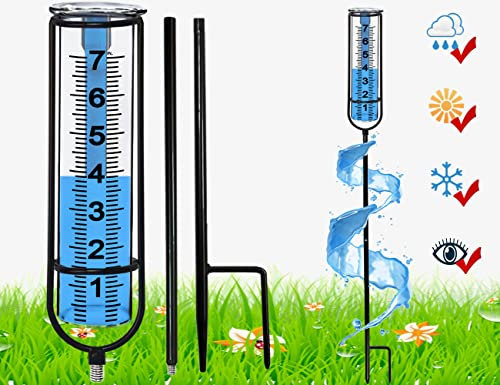 JMBay Regenmesser für den Außenbereich, genaue Regenmesser im Freien, beste Bewertung, hoher Regenmesser für Hof mit Pfahl, dekoratives Regenmessgerät für Garten, Deck, Rasen mit großen Zahlen,