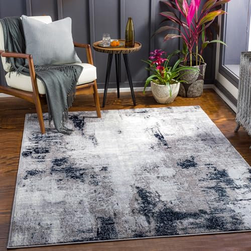 Livabliss Helsinki Abstract Rug - Area Rugs Living Room 200x275 cm, Dining Room, Lounge, Kitchen, Bedroom - Modern Marble Large Rug, Soft Luxurious Easy Care Medium Pile, Grey, Cream, Navy