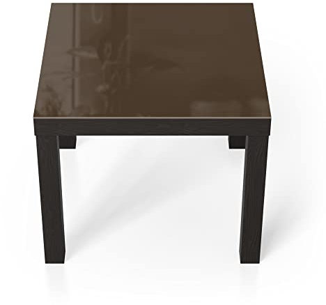 DEQORI Glastisch | schwarz klein 55x55 cm | Unifarben - Braun | ausgefallener Beistelltisch aus Glas | Hochglanz Couchtisch fürs Wohnzimmer | moderner Couch Tisch mit Design