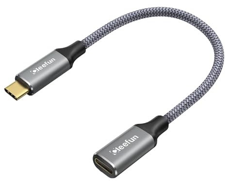 CLEEFUN Short USB C Extension Cable 0.3m,USB 3.2 Type C to C 100W Fast Charging/10Gpbs Sync 4K 60Hz Male to Female Extender for Samsung Galaxy S23 S22 Ultra,MacBook-ipadPro/Air PSVR2,Tab S8,USB C Hub