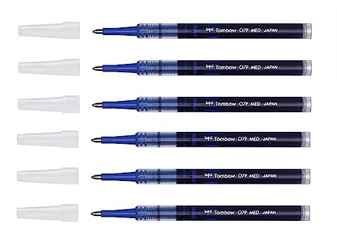 TOMBOW 6 Minen für Tintenroller, breite Spitze, Blau