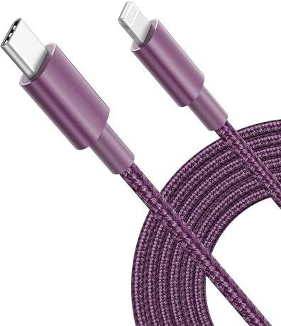 MOBISTAR USB C to iPhone Cable & Type C Charger - 2M Braided PD Fast Charging Cable for iPhone 14/13/12/11 Pro Max XR XS 8/Plus iPad AirPods (Purple)