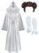 Yanny Mädchen Prinzessin Leia Weiß Kleid Kapuze Robe Frauen Leia Kostüm Erwachsene Halloween Outfit Full Set mit Gürtel (White - Women, Medium)