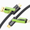 opodot USB C to Lightning Cable [60W Fast Charging&Data Sync] Nylon Braided iPhone iPad Charger Cable, Multi Charger Cable, 4 in 1 With Lightning/USB C/USB A Ports, Green,5ft