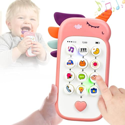 JoyJoyful Baby Handy Spielzeug ab 3 Monate, Telefon Fernbedienung Spielzeug 6 9 12 Monate, Musikalische Spielzeuge für Babies, Lernspielzeug ab 1 Jahr mit Liedern Geräuschen Geschenk Mädchen Jungen