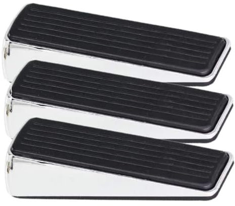 Polished Chrome Door Wedge 3 Pack Rubber Door Stopper Wedge Floor Non-Scratching Anti-Slip Doorstop Door Jammer Surface Door Stopper Securing Any Internal Door.