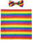 1 Krawatte Mit 1 Einstecktuch, Bunt Gestreifte Fliege, Spanische Fliege Für Damen, Regenbogen-Hemdkrawatte, Clown-Krawatte, Clown-Kostümzubehör Für Abschlussbälle, Karneval, Feiern Und Mottopartys