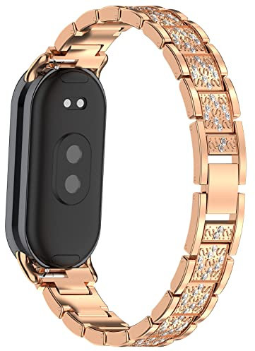 PINHEN Compatible con Xiaomi Smart Band 8/9 pulsera de metal ajustable tejida pulsera reloj inteligente accesorios para mujeres hombres bandas de repuesto