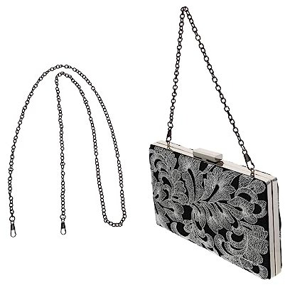 Ipetboom Bestickte Abend Clutch Handtasche Damen Kompakt Luxus Mit Kettengurt Silber Party Hochzeit Bankett