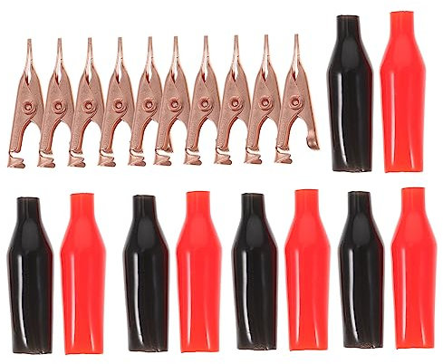 Veemoon 10 Stück Krokodilklemmen Aus Reinem Kupfer Mit Isoliermantel Elektrische Metallklammern Mit Hoher Leitfähigkeit Vielseitig Für Selbstgemacht Auto Und Haushalt