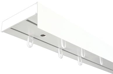 SN Deco - Vorhangschiene SH Set 2-läufig, Gardinenschiene, vorgebohrt, m. Blende weiß 5cm, Komplettes Zubehör und Röllchen (weiß, 300 cm - aus 2 Teilen)