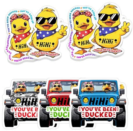 You've Been Ducked, Duck Tags, Dcuk Duck Tags, 50 Set Duck Ducking Game Card, Duck Tags With Hole and Rubber Bands, Yellow Duck Cards and Car Cards (YELLOW DUCK & JP)