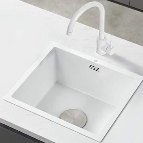 Fregadero Camper, Fregadero Cocina, Fregadero de Cocina de Acero Inoxidable con Grifo de Agua Fría y Caliente, Accesorios para Remolques de Caravanas (Color : Round faucet, Size : 50x45cm)