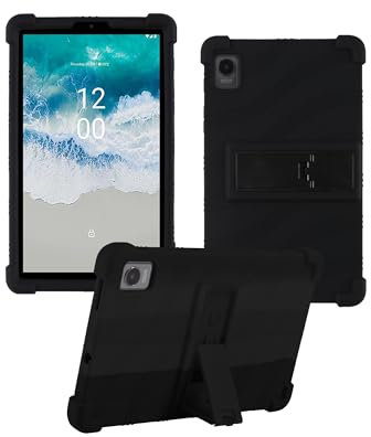 Case for Nokia T10 - Soft Silicone Shockproof Lightweight Stand Rubber Shell Protective Cover for Nokia T10 8 inch Tablet 2022,Kids Friendly Soft Silicone Adjustable Stand Cover,Black