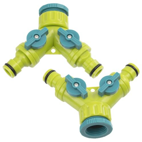 AERZETIX - C75758 - Juego de 2 Racores/selectores con Grifo/válvula de Parada 1/2'' y 3/4'' a 1/2'' de 2 vías para Manguera de riego - derivación en Y - Distribuidor/Separador/Divisor - plástico