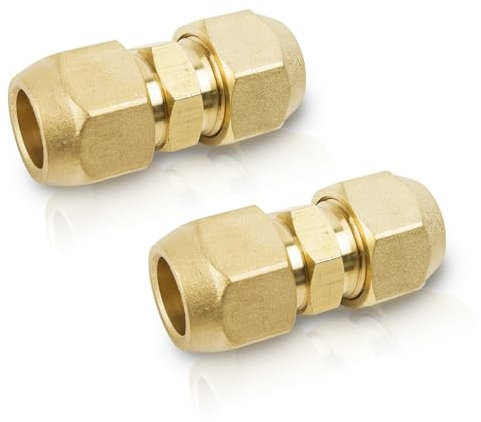 Beatific Estensione del tubo di rame per aria condizionata da 3/8 pollici, 2 nippli doppi per tubi in rame, nessuna saldatura necessaria, set di dadi per tubo, accessori per condizionatori d'aria