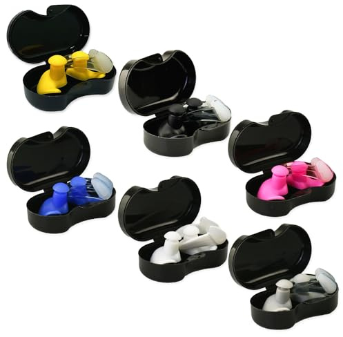 6 Juego de tapones para los oídos y pinzas para la nariz para nadar, 6 pares de orejas reutilizables de silicona impermeables y 6 protectores de nariz para hombres y mujeres, nadadores, piscina, surf