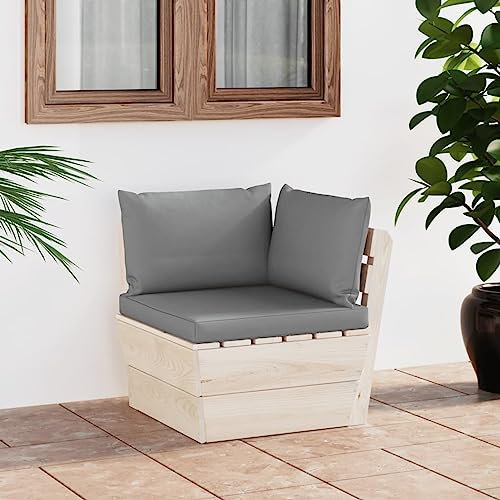CIADAZ Garten-Paletten-Ecksofa mit Kissen, Garten Loungemöbel, Lounge Sofa Outdoor, Gartensofa, Gartenlounge, Balkon Set Möbel, Imprägniertes Fichtenholz