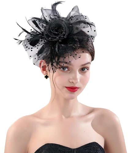XIEXIESHER 1920s Kopfschmuck, Federschmuck Haare, Feder Haarschmuck Kopfbedeckung Schwarz für Halloween Karneval Party Hochzeit Tee-Party Dekoration Accessoire für Fascinator Damen