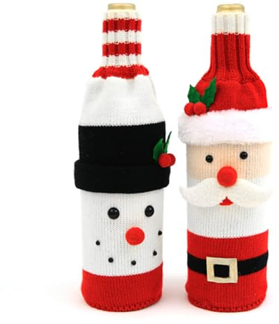 DreamYuDie Wine Bottle Sleeve - Knitted Yarn Decoration for Christmas Party Supplies