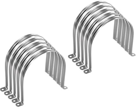 HARFINGTON 10pcs 6 Inch 150mm Conduit Clamps, M150 U Tube Pipe Clamp, Stainless Steel Rigid Pipe Strap, U Shaped Bracket with Two Hole for Pipe Tube Hose Wire Cord Fixing