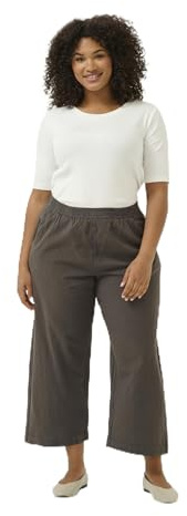 KAFFE CURVE Casual Hose KCnana Damen Große Größen Hose Culotte 3/4 Weite Culottehose 48, Black Oyster