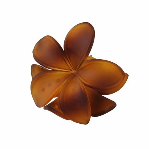 Frosted - Pinza para el pelo para mujer, diseño de flor en 3D, con dientes antideslizantes, textura en la parte posterior de la cabeza, color marrón oscuro