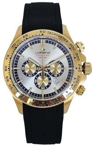 Lorenz Chrono 26176CC Herren Chronograph Kautschuk Taucher 100 Meter, mehrfarbig, Modern