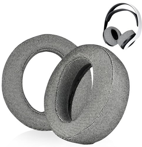 1 Paar PS5 Headset Ohrpolster für Sony PS5 Pulse 3D, Professionelle Ersatz Ohrpolster, Verwendet hochwertigen Memory-Schaumstoff für mehr Komfort und Langlebigkeit (Leinen-Graues)