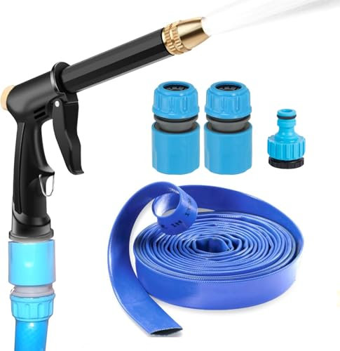 HGLCM Reinforced Garden Hose Pipe with Spray Nozzle Fittings, 20M(66ft) Garden Hose, Wear and Tear Resistant, Leak and Burst Proof, Kink Free, Easy Storage